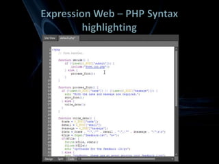 Expression Web PHP IntelliSense