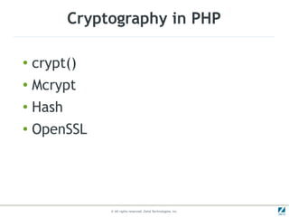 Cryptography in PHP: Some Use Cases | PDF