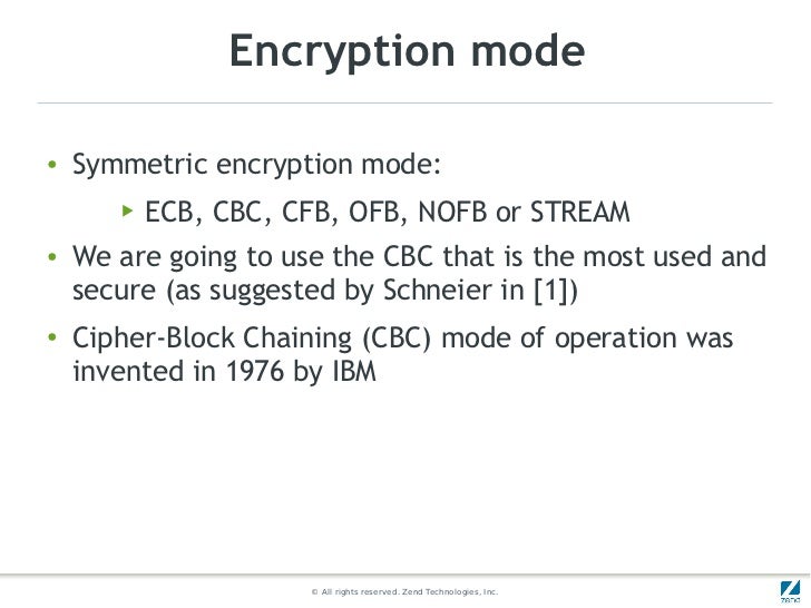 Zend framework encrypt decrypt php