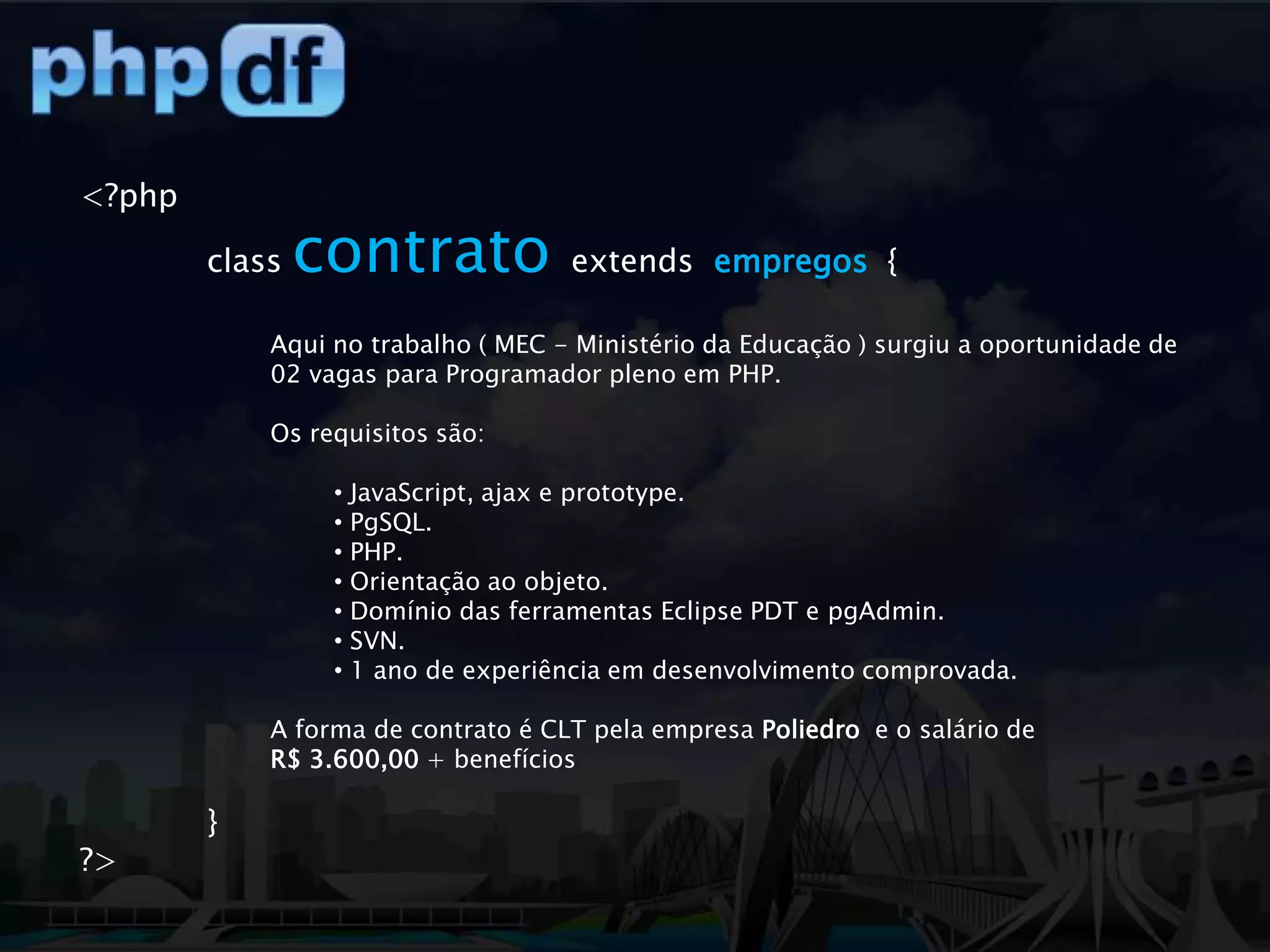 <?phpclassflisolextendssoftwareLivre{O Festival Latino Americano de Instalação de Software Livre (FLISOL) é realizado anualmente em todos os países da América Latina. Entrada é franca!Contribuição do PHPDF: Sistema de inscrições