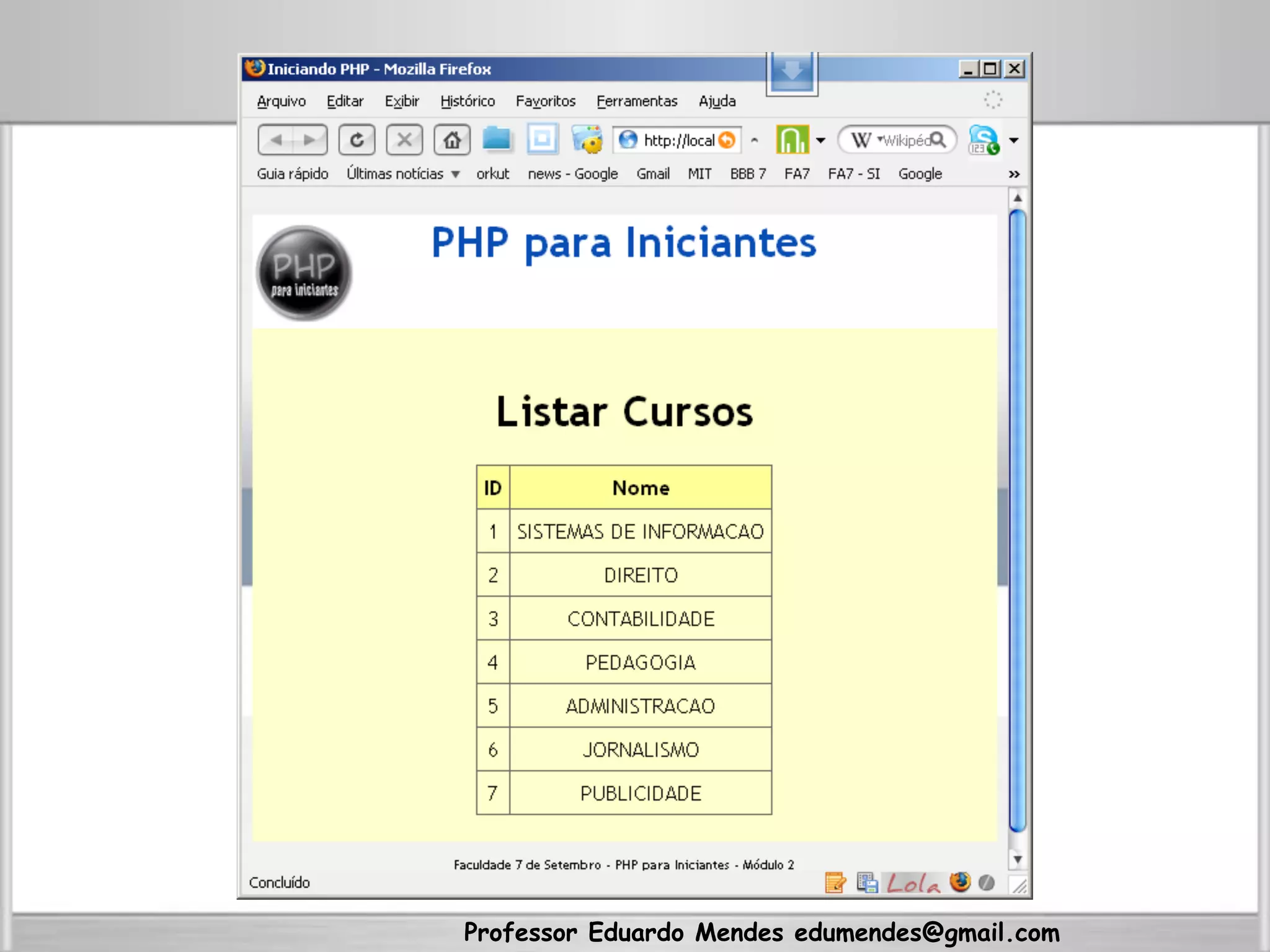 Professor Eduardo Mendes edumendes@gmail.com
 