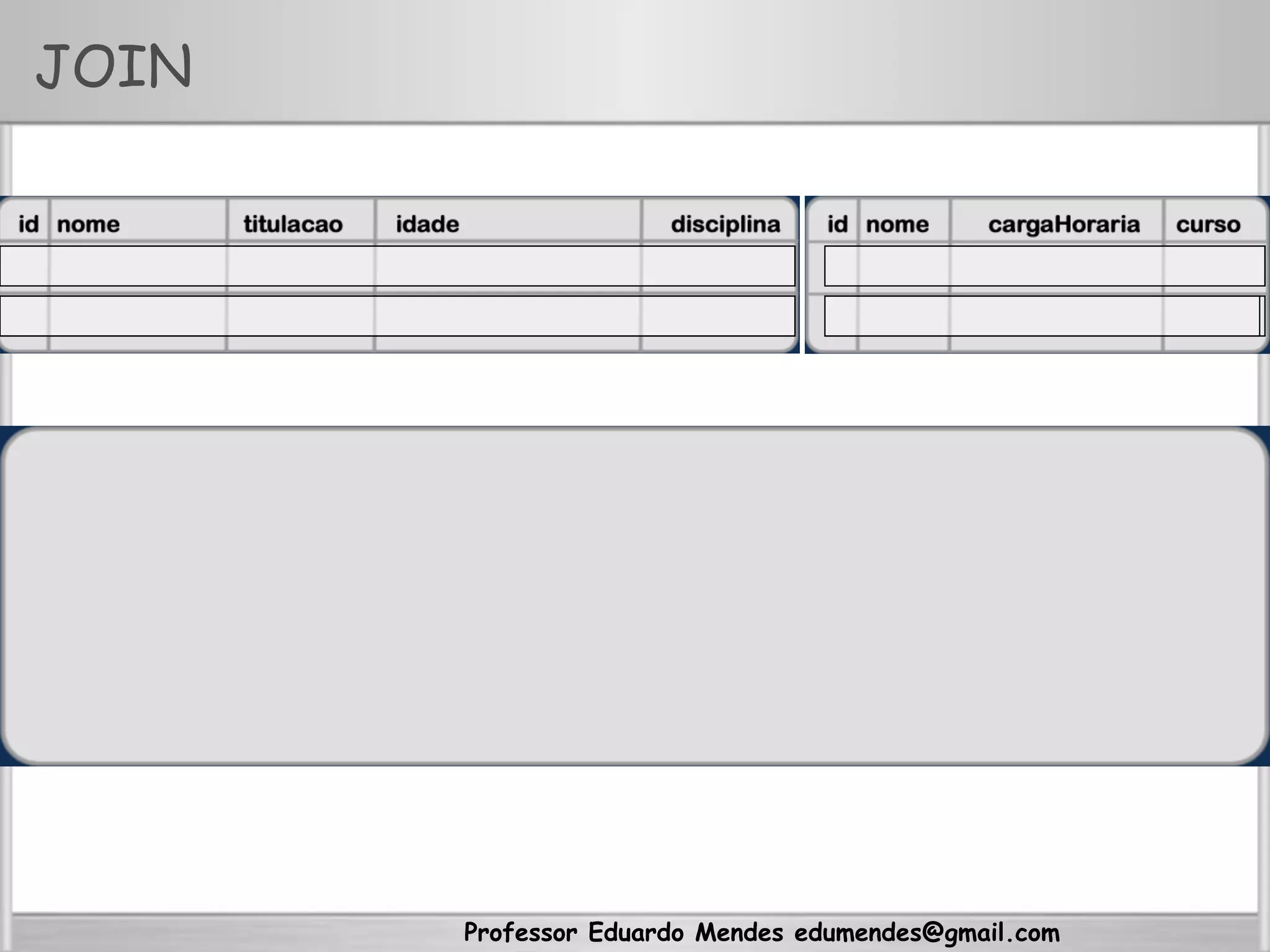 Professor Eduardo Mendes edumendes@gmail.com
JOIN
 