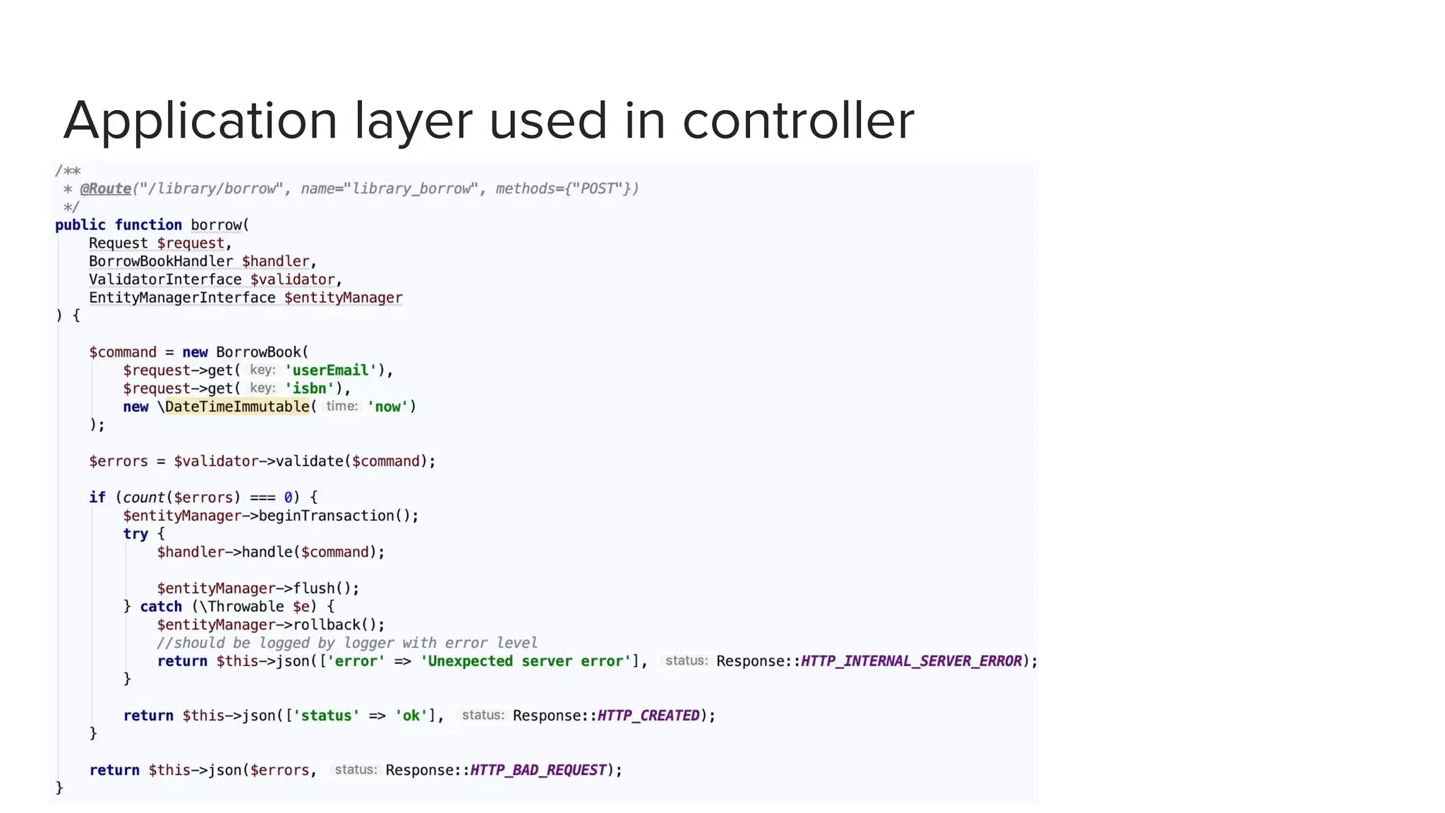 Application layer used in controller
 