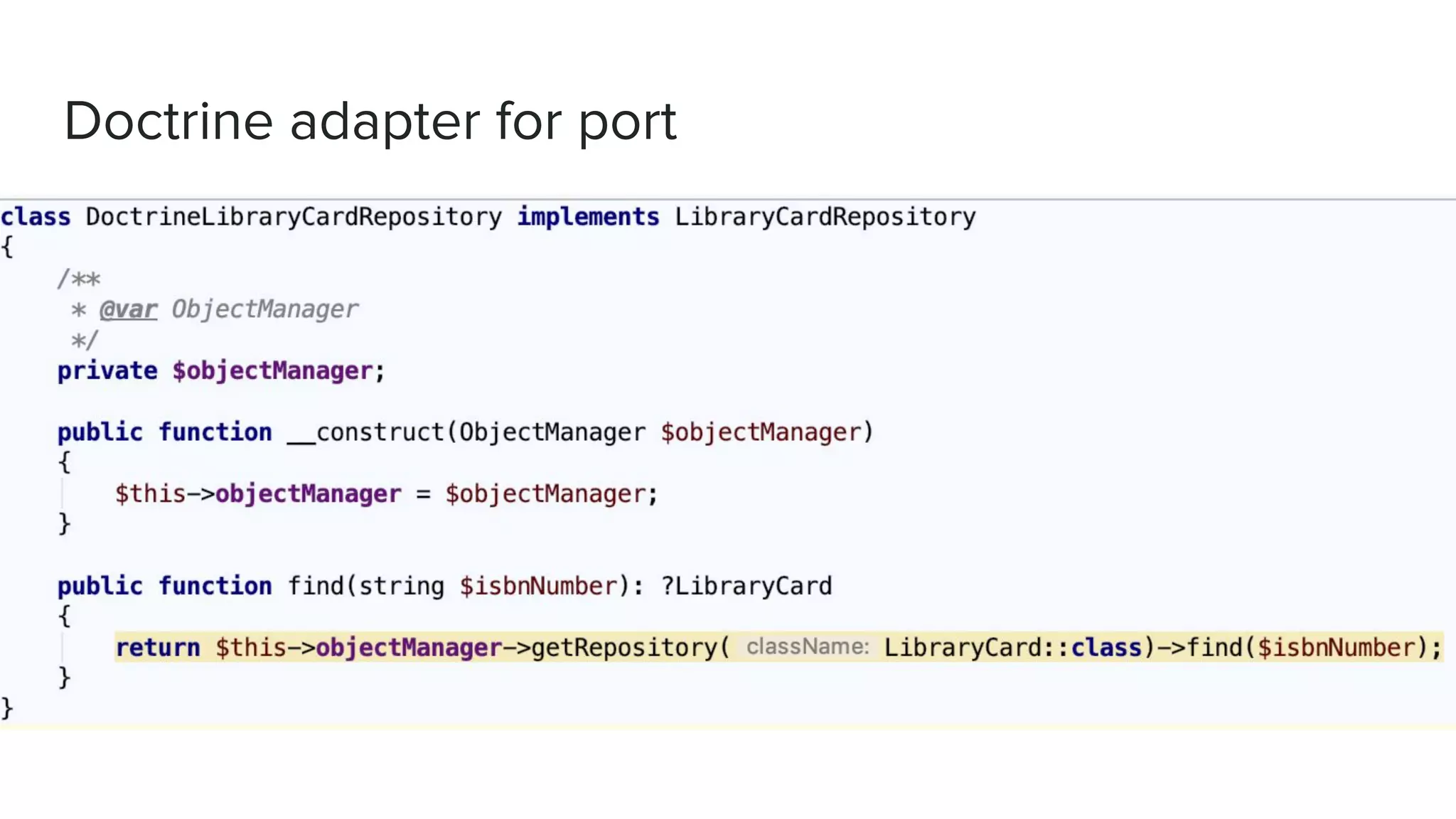 Doctrine adapter for port
 