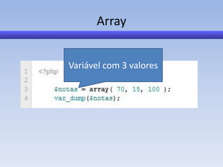 Array


Variável com 3 valores
 