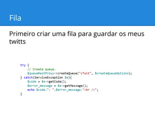 Fila
Primeiro criar uma fila para guardar os meus
twitts

 