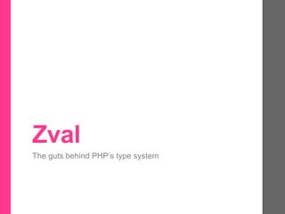 Zval
The guts behind PHP’s type system
 