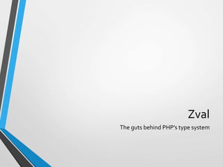 Zval
The guts behind PHP’s type system
 