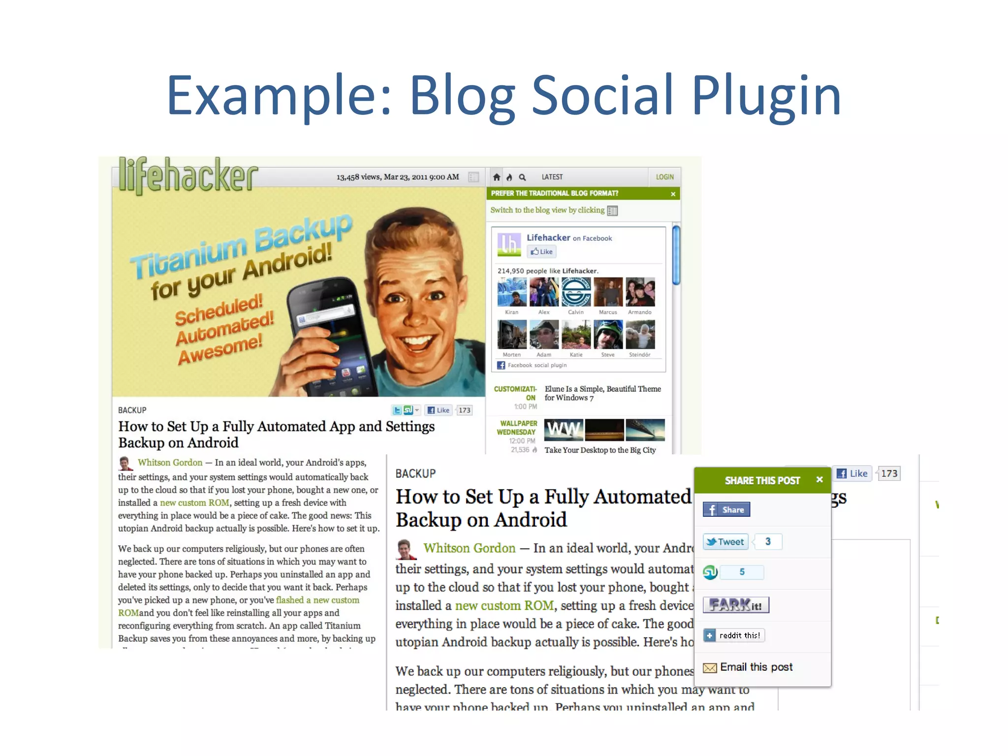 Example: Blog Social Plugin 