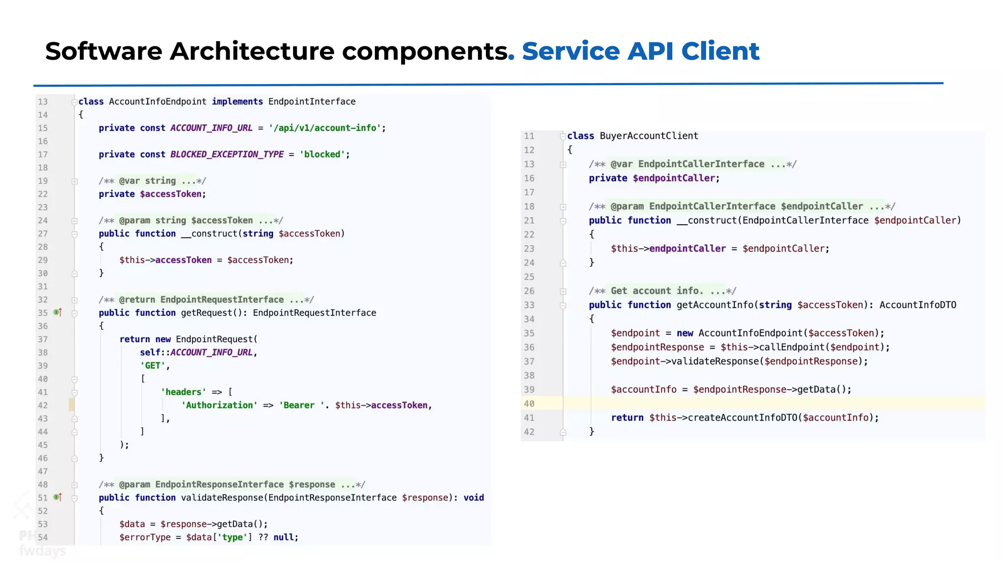 Software Architecture components. Service API Client
 