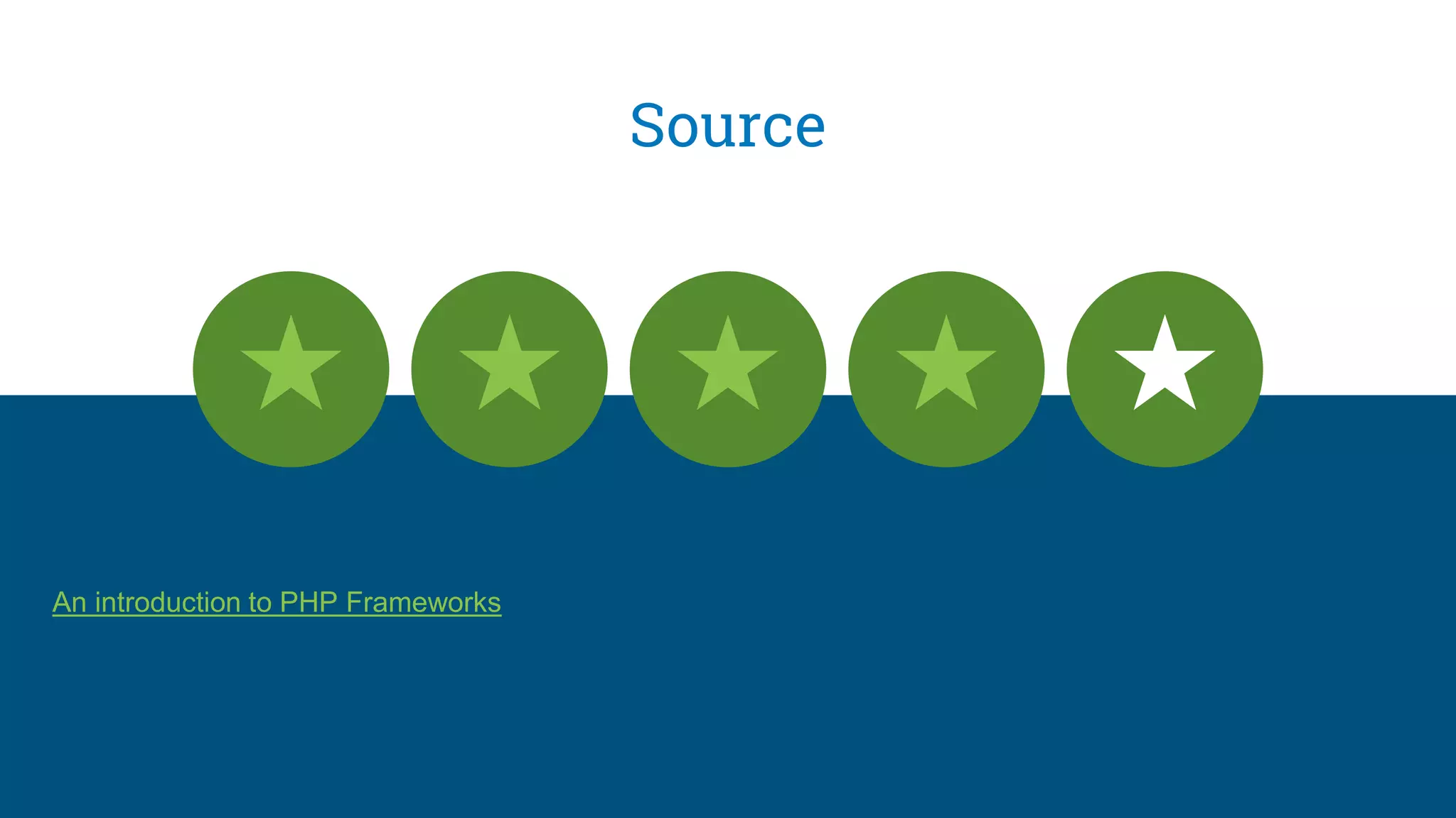 Source
An introduction to PHP Frameworks
 