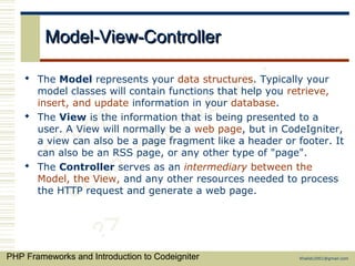 PHP Frameworks and CodeIgniter | PPT