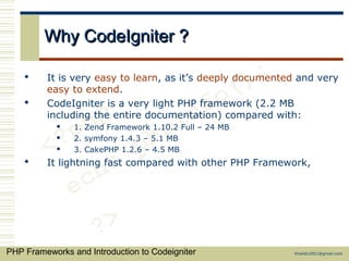 PHP Frameworks and CodeIgniter | PPT