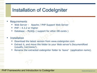 PHP Frameworks and CodeIgniter | PPT