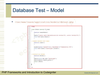 PHP Frameworks and CodeIgniter | PPT