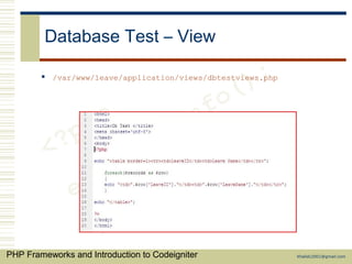 PHP Frameworks and CodeIgniter | PPT