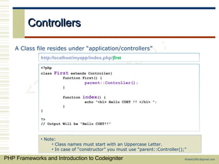 PHP Frameworks and CodeIgniter | PPT