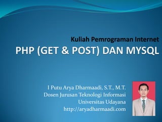 I Putu Arya Dharmaadi, S.T., M.T.
Dosen Jurusan Teknologi Informasi
Universitas Udayana
http://aryadharmaadi.com
 