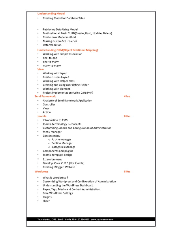 6 months php internship in noida pdf