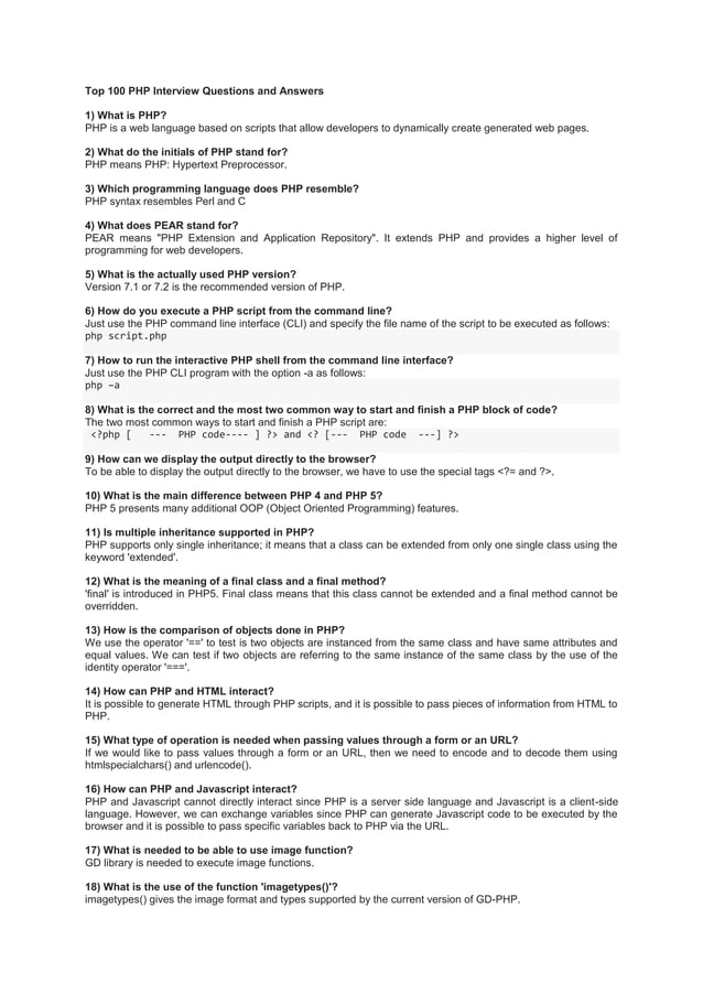 Php interview questions | PDF