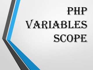 PHP
Variables
Scope
 