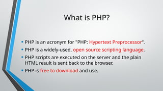 introduction to PHP and database connectivity | PPTX