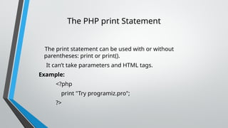 introduction to PHP and database connectivity | PPTX