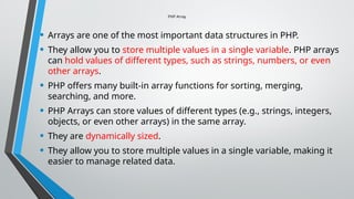 introduction to PHP and database connectivity | PPTX