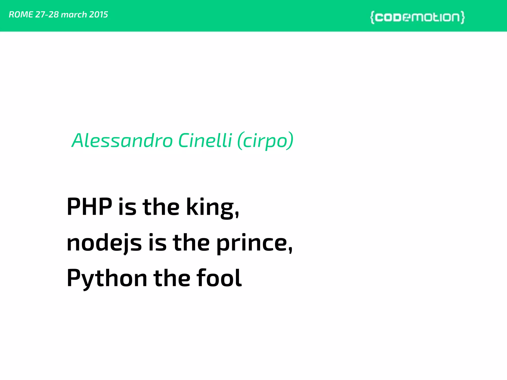 PHP is the King, NodeJS the Prince at Namshi Architecture Talk | PPT