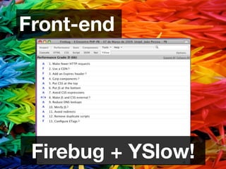 Front-end




 Firebug + YSlow!
 
