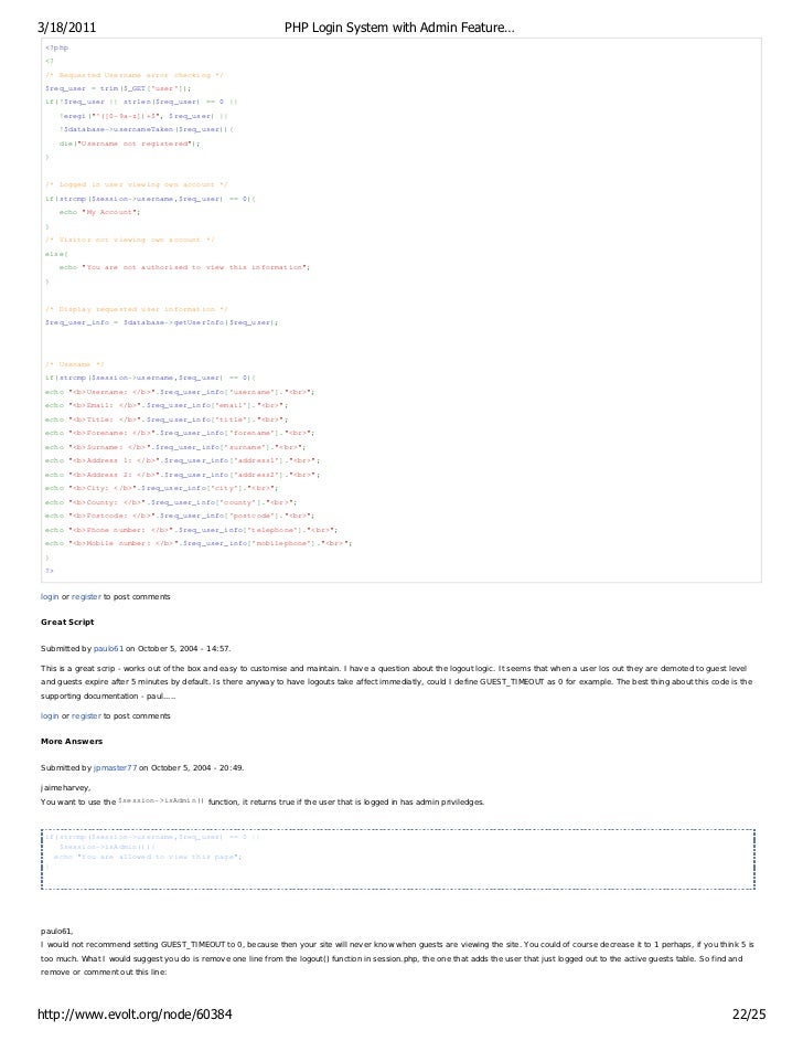 Php login system with admin features evolt Php login system with admin features evolt