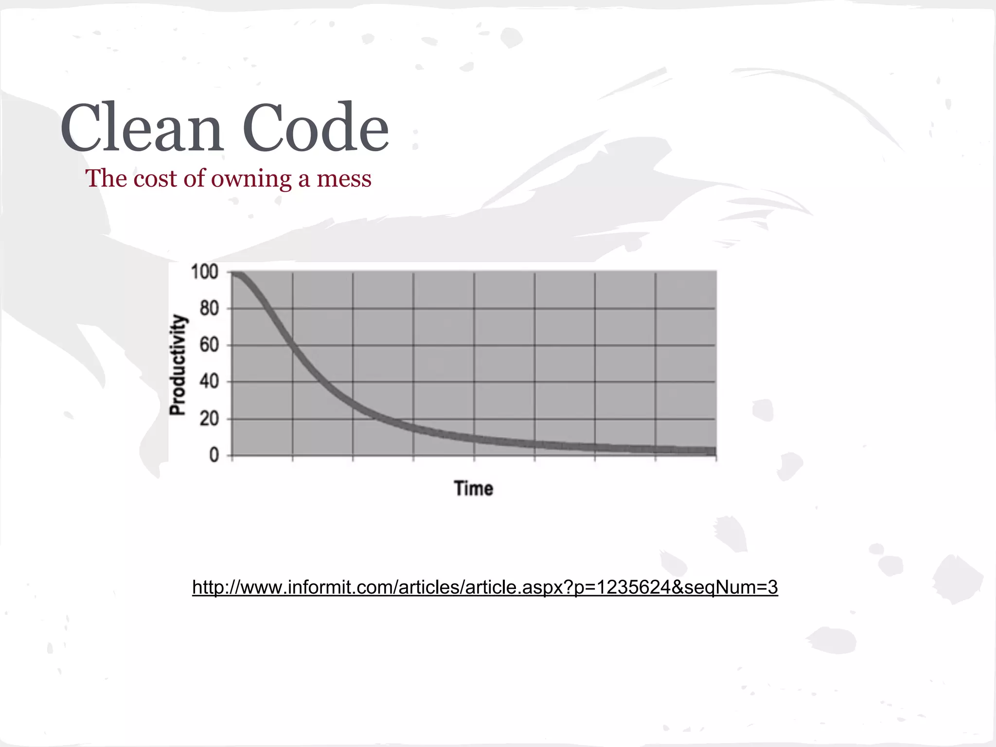 Clean Code
The cost of owning a mess
http://www.informit.com/articles/article.aspx?p=1235624&seqNum=3
 