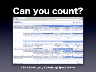 C10 / @mon_sat / Coworking Space Owner
Can you count?
 