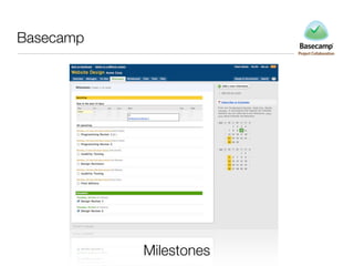 Basecamp
Milestones
 