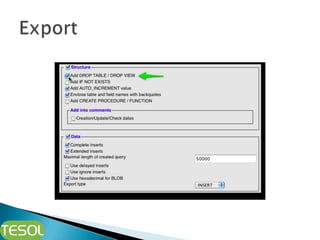 Phpmyadmin administer mysql | PPTX | Databases | Computer Software and ...