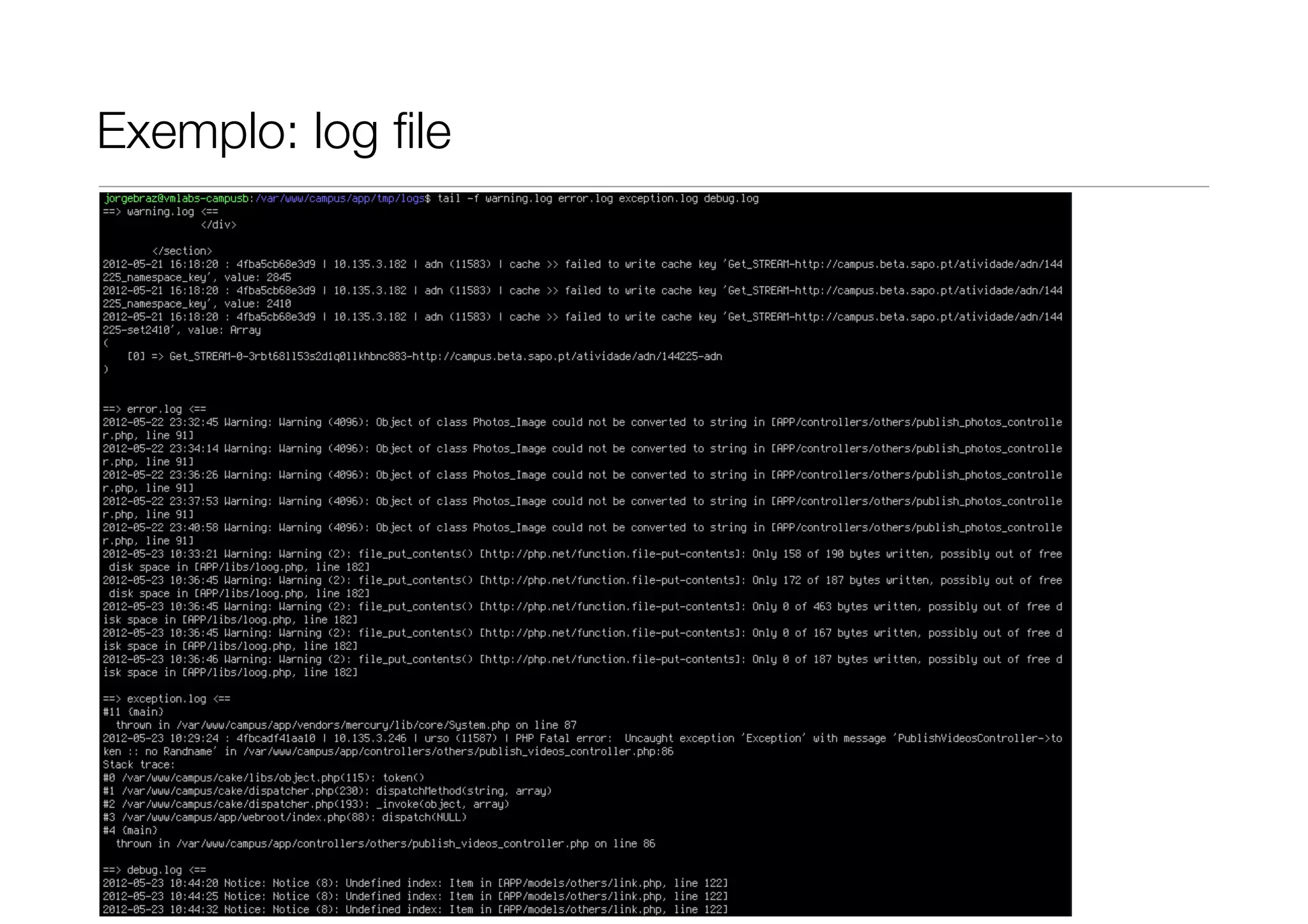 Exemplo: log ﬁle 
