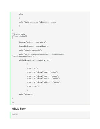Php mysql connectivity | PDF