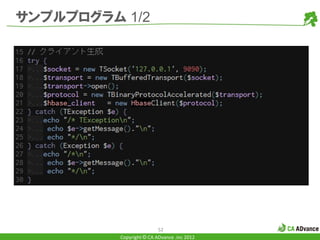 サンプルプログラム 1/2




                          52
          Copyright © CA ADvance .inc 2012
 