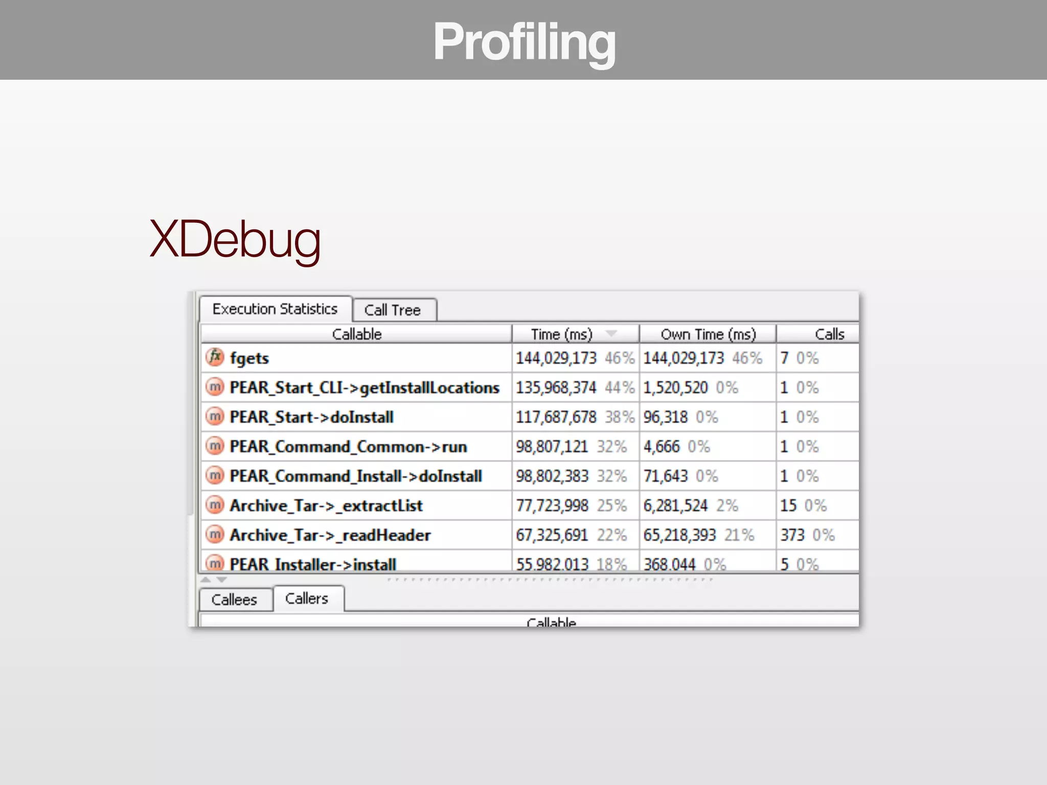 Profiling 
! 
! 
XDebug 
 