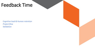 Cognitive load & Human retention
Project flow
Validation
Feedback Time
 