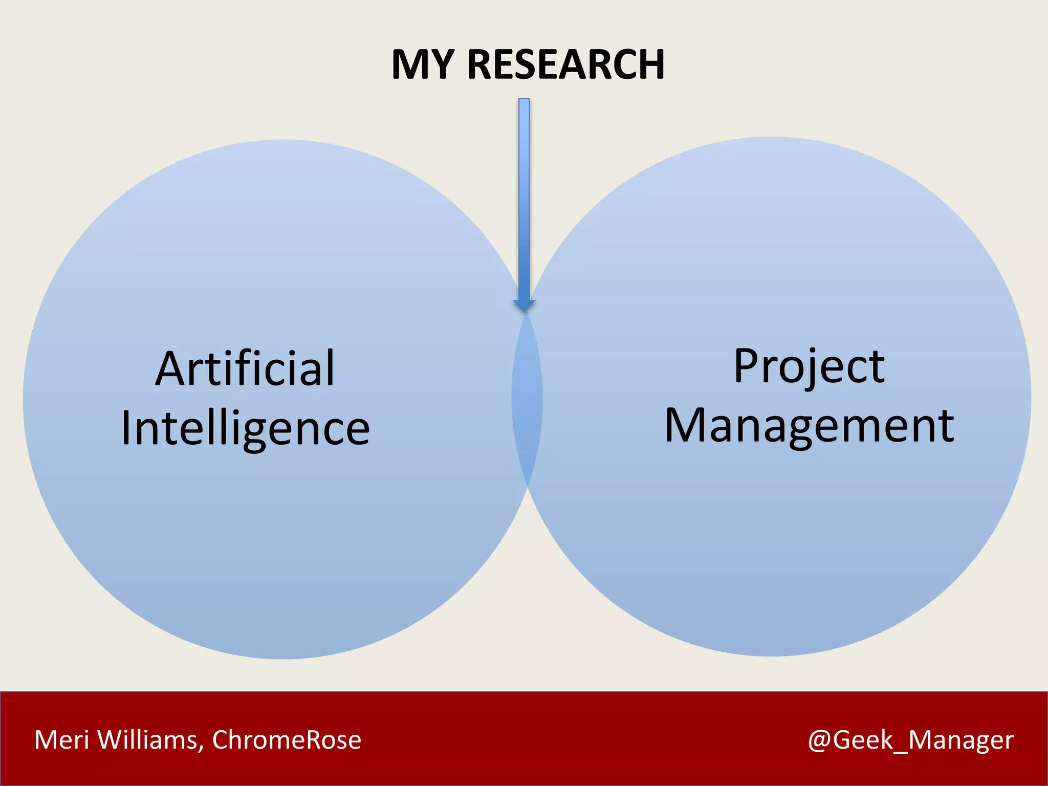 Meri Williams, ChromeRose @Geek_Manager
Artificial
Intelligence
Project
Management
MY RESEARCH
 