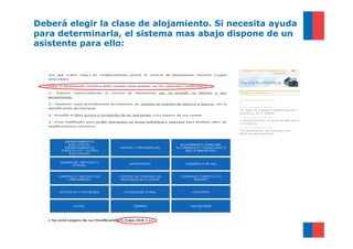 Deberá elegir la clase de alojamiento. Si necesita ayuda
para determinarla, el sistema mas abajo dispone de un
asistente para ello:
 
