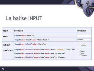 La balise INPUT24