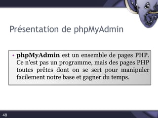 L’interface phpMyAdmin50