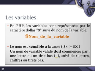 Le « Hello World »36<html><head><title> Test page </title></head><body><?phpecho "<h2>Hello World :)</h2>";?></body></html>
