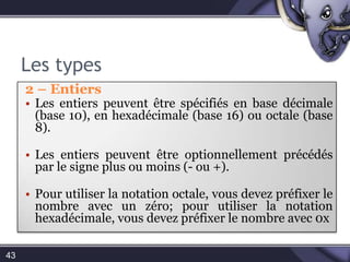 Exemples<?php$name;$_name;$1name;$_1name ;$NaMe3 ;?>40// Valide// Valide// Non Valide// Valide// Valide