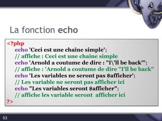 array prend en argument des structures  :key => value , séparées par des virgules. On parle alors de tableaux associatifs .47
