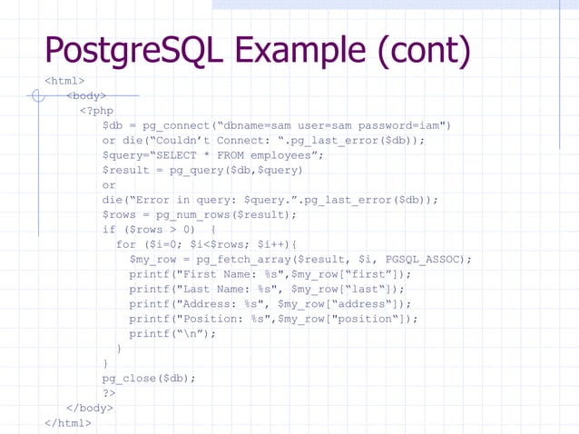 Introduction to php and POSTGRESQL. .... | PPT