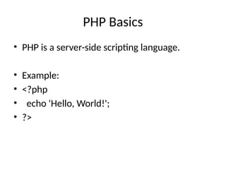 PHP for dynamic web design with examples | PPTX