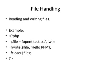 Fwrite Example PHP for dynamic web design with examples | PPTX